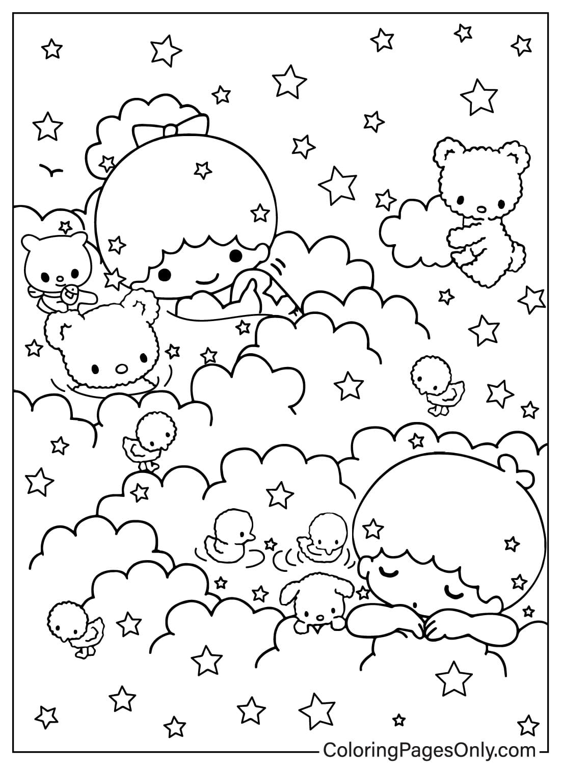 Little Twin Stars Pagina da colorare gratuita di Little Twin Stars