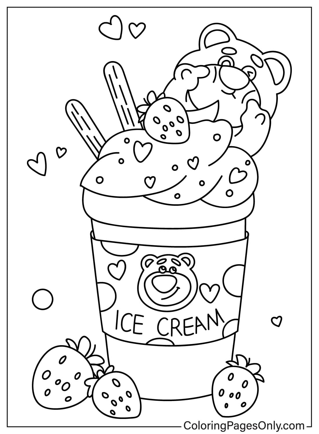 Lotso Bear 可爱的着色页来自 Lotso Bear