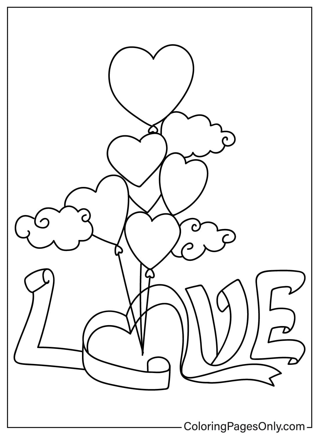 Página para colorir de amor do amor