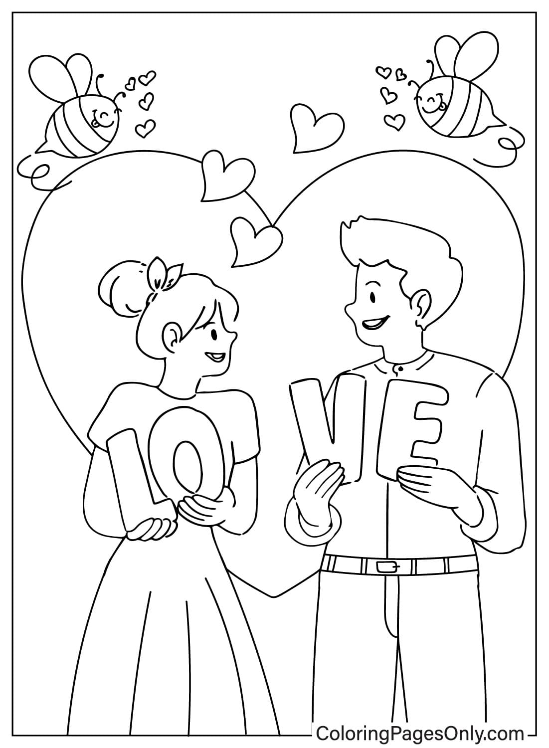 Página para colorir para impressão gratuita de amor do amor