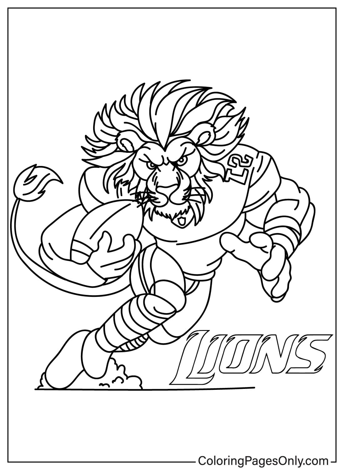 Mascotte Detroit Lions kleurplaat van Detroit Lions