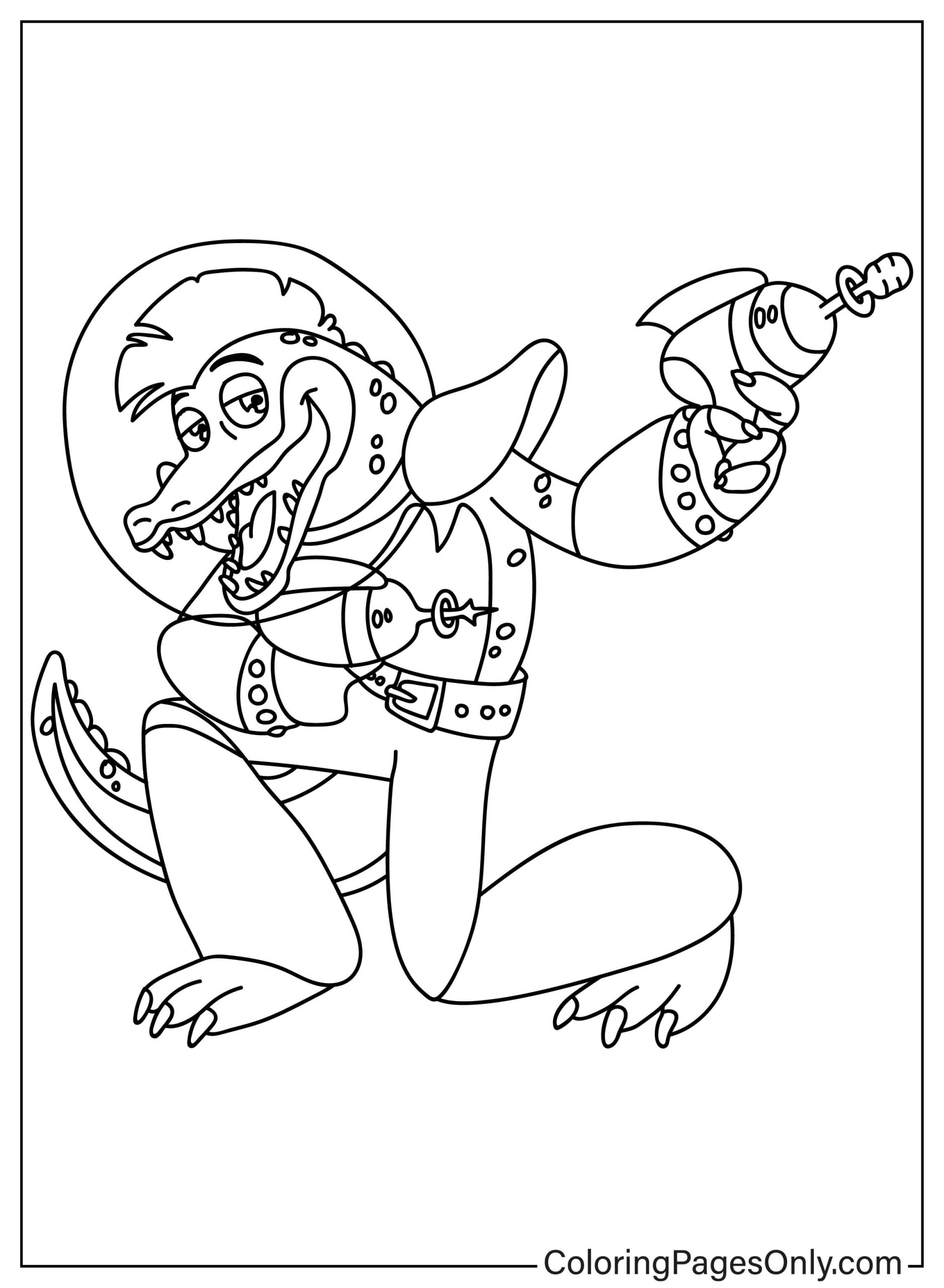 Montgomery Gator Coloring Page Free from Five Nights At Freddy's 2