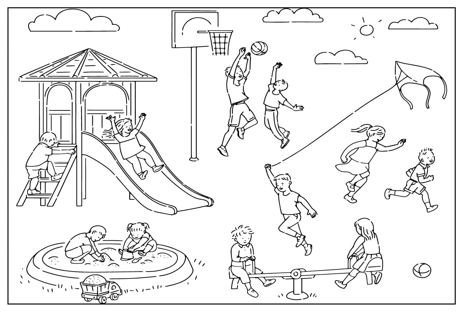 Página colorida do Playground do Playground