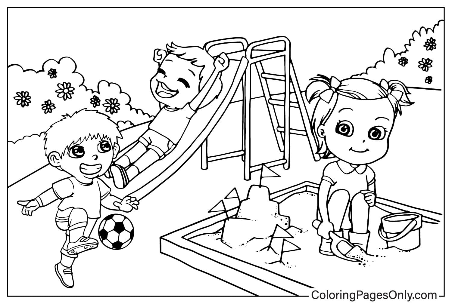 Playground Coloring Page Free from Playground