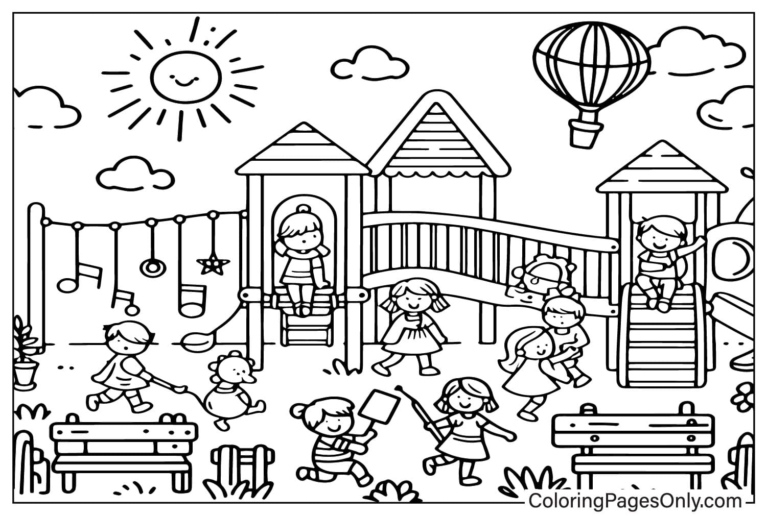 Playground Coloring Page to Print from Playground
