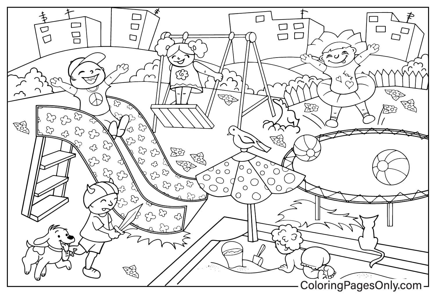 Playground Free Printable Coloring Page from Playground