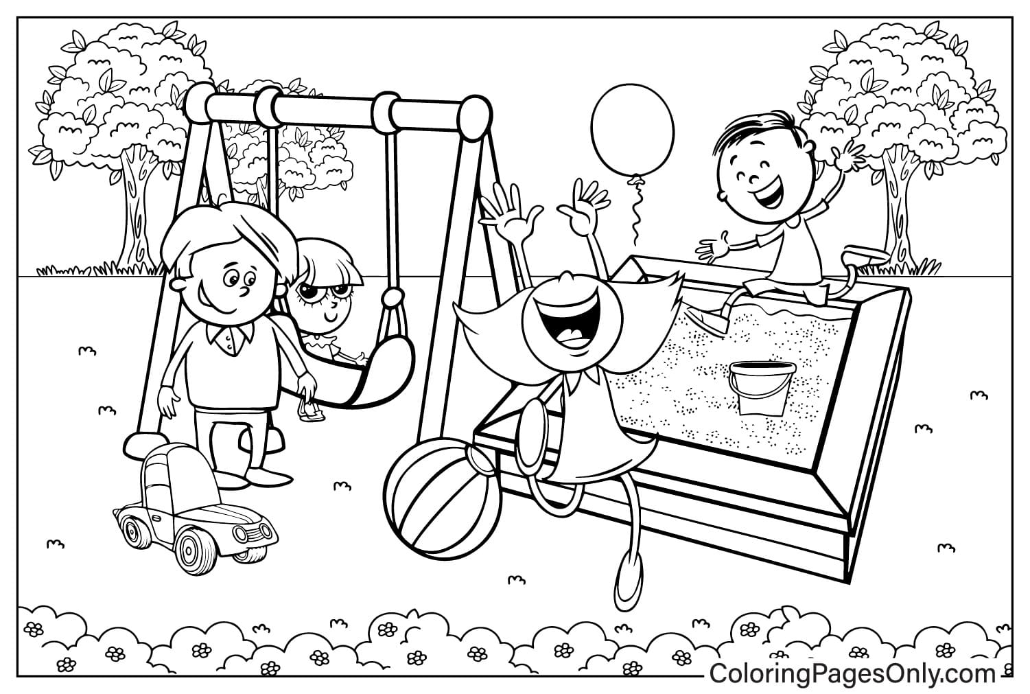 Playground Printable Coloring Page from Playground