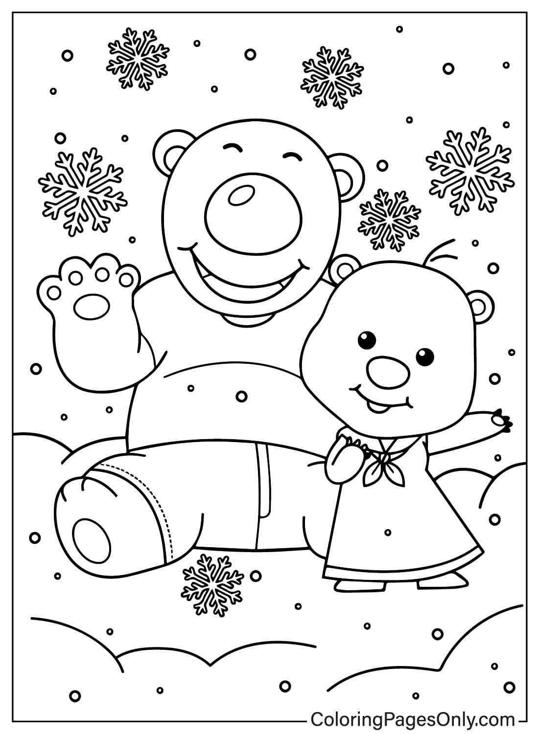 Poby and Loopy Free Coloring Page from Pororo the Little Penguin