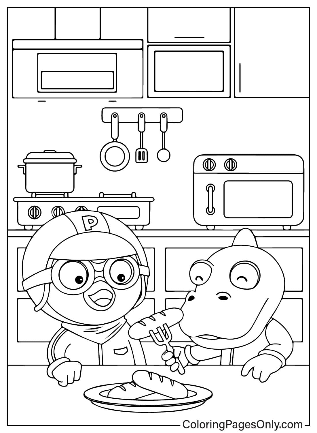 Pororo and Crong Coloring Page from Pororo the Little Penguin
