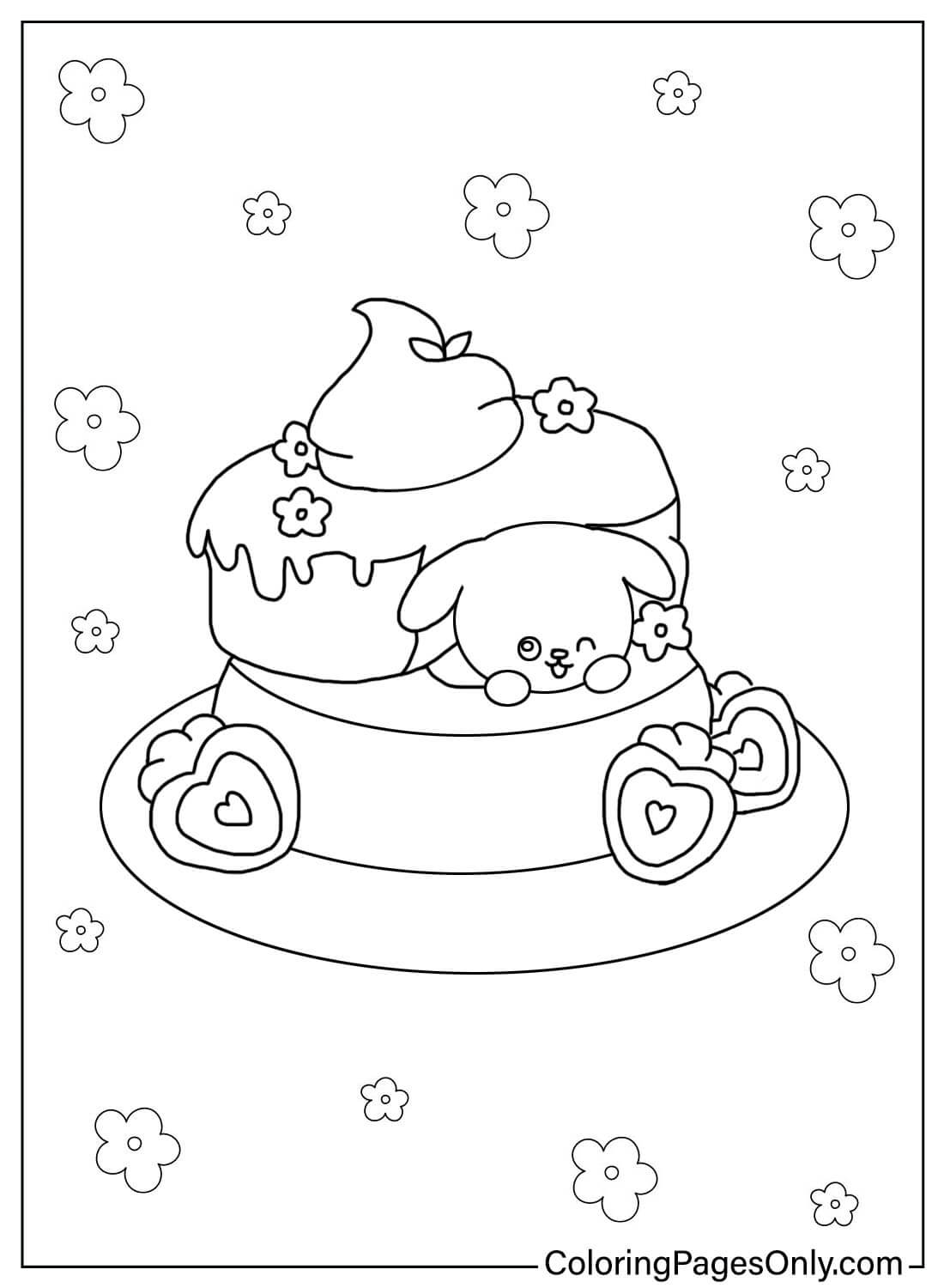 Bolo de página para colorir para impressão de bolo