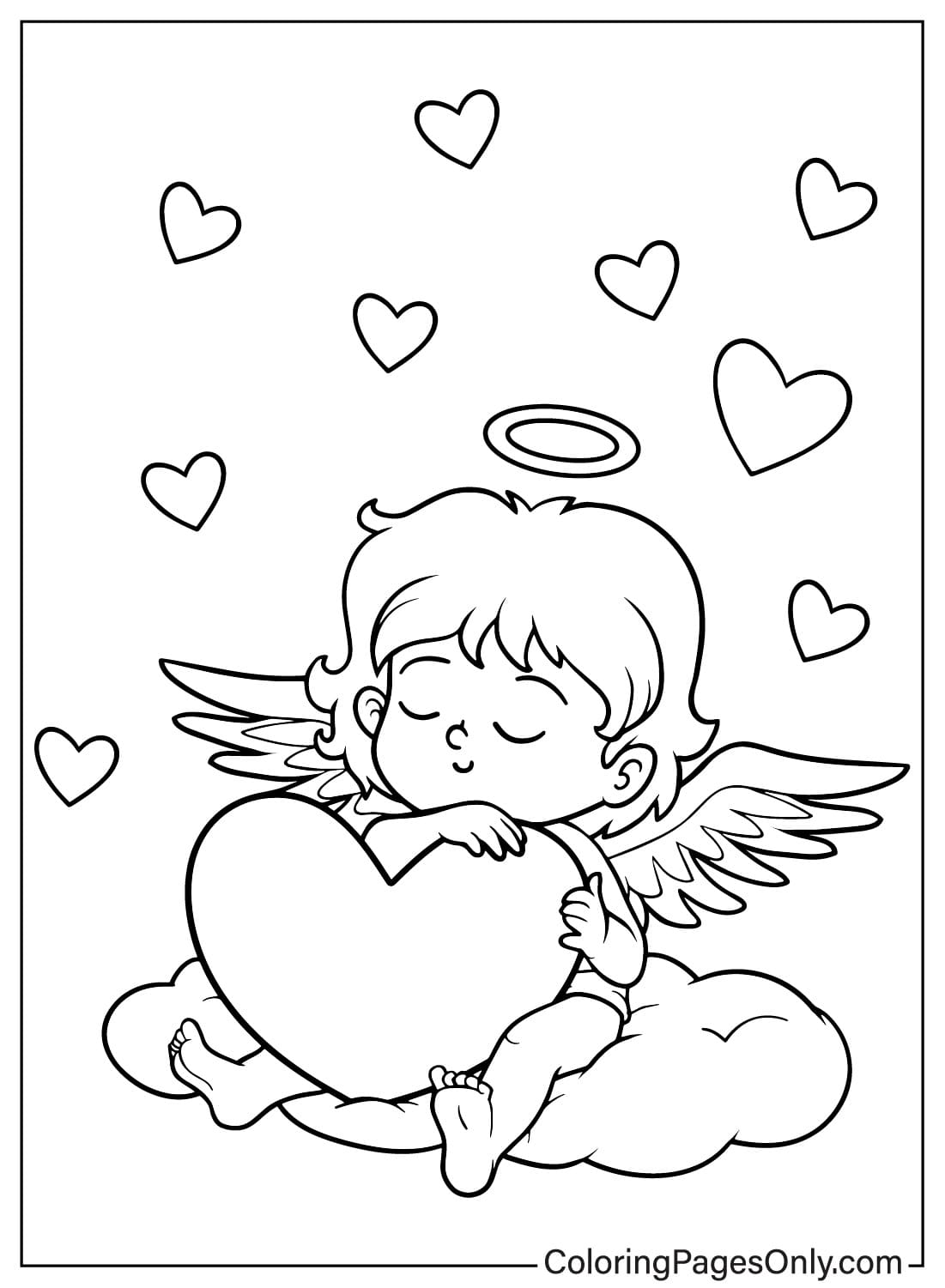 Página para colorear de Cupido imprimible de Cupido