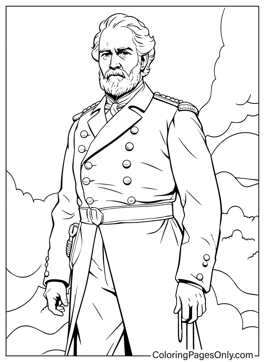 Página para colorir de Robert E. Lee para impressão em