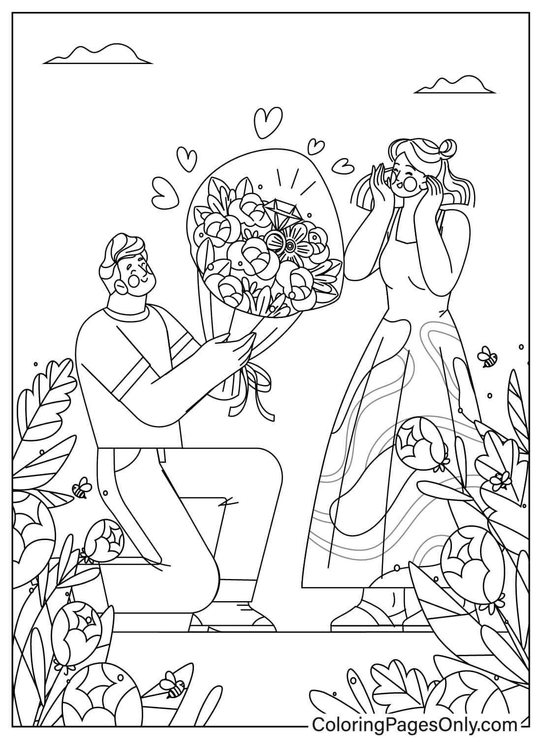 Propose Coloring Page from Flower Bouquet