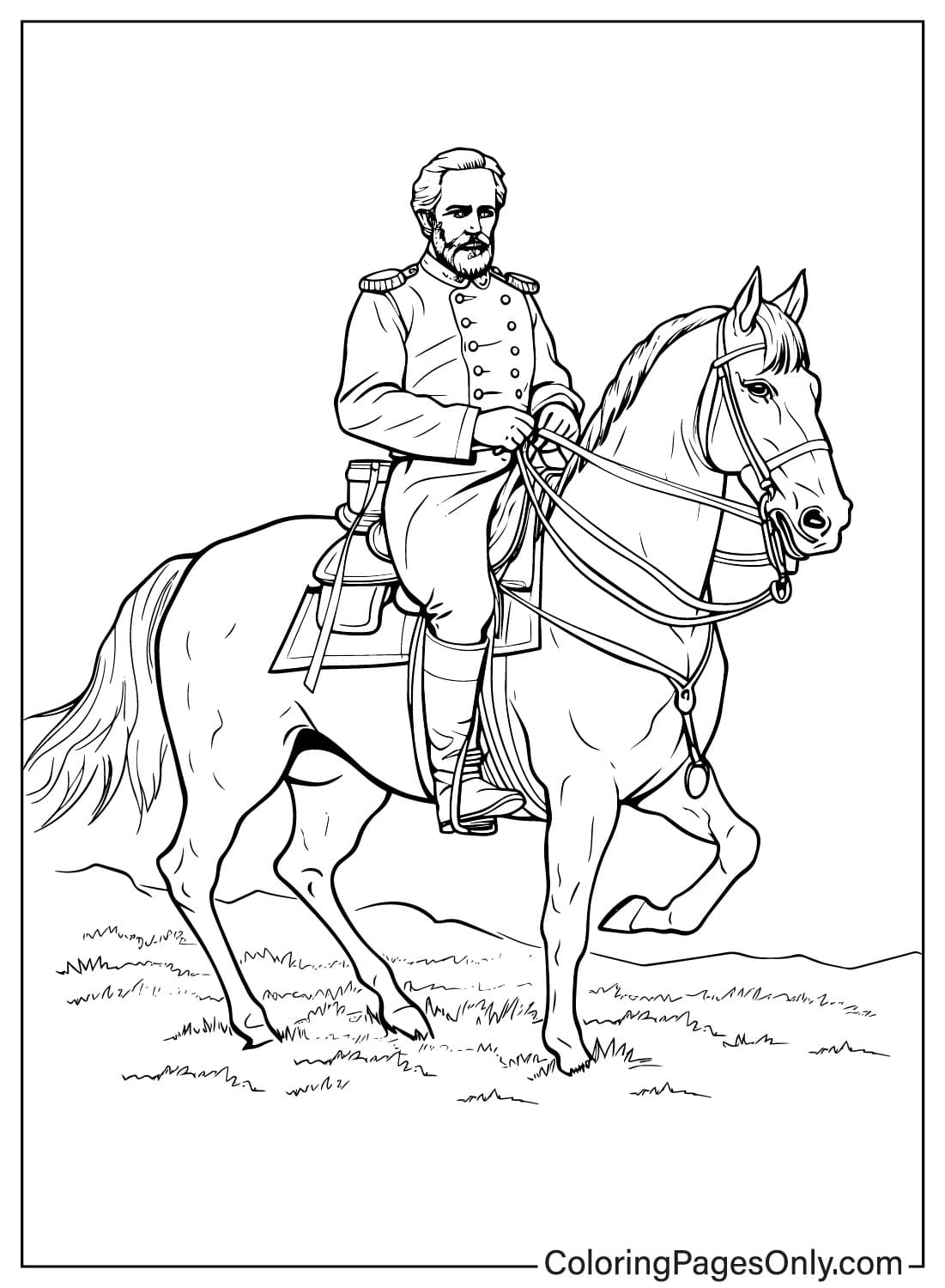 Robert E. Lee kleurplaat afdrukbaar van Robert E. Lee