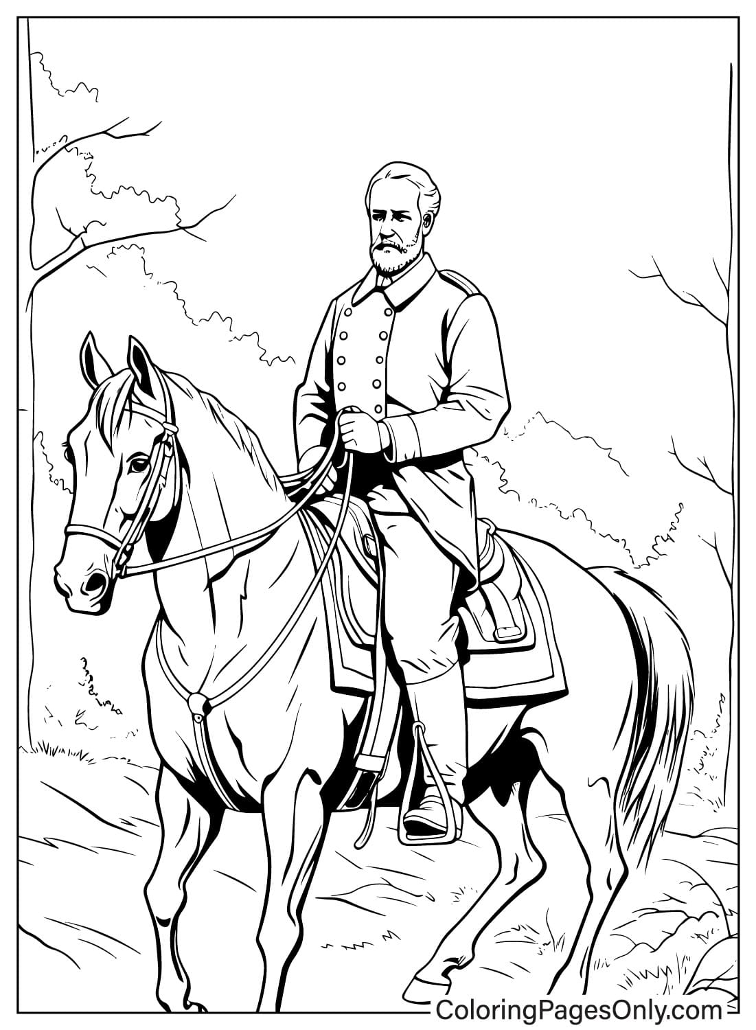 Robert E. Lee Gratis printbare kleurplaat van Robert E. Lee