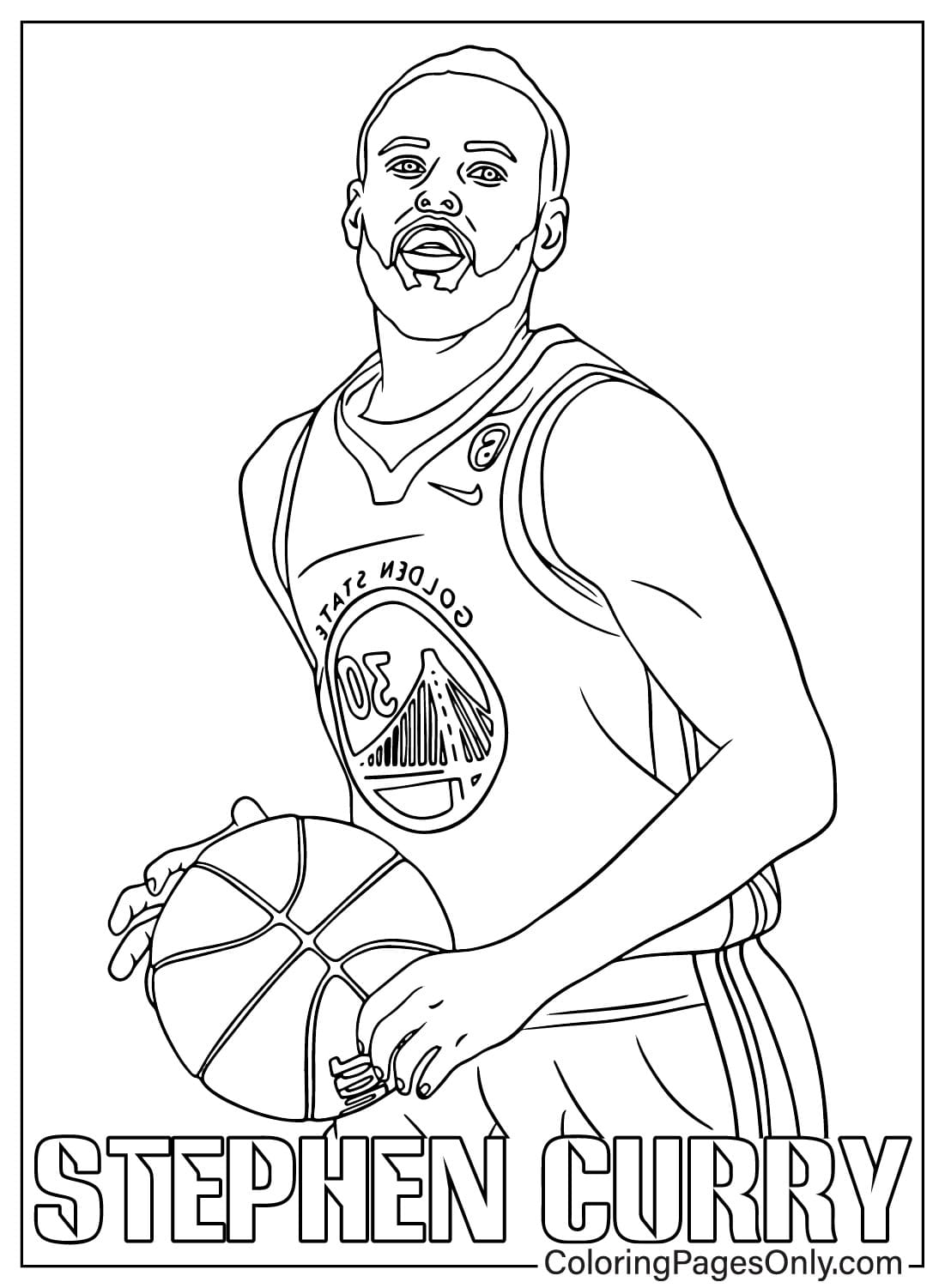 Stephen Curry Coloring Sheet for Kids - Free Printable Coloring Pages
