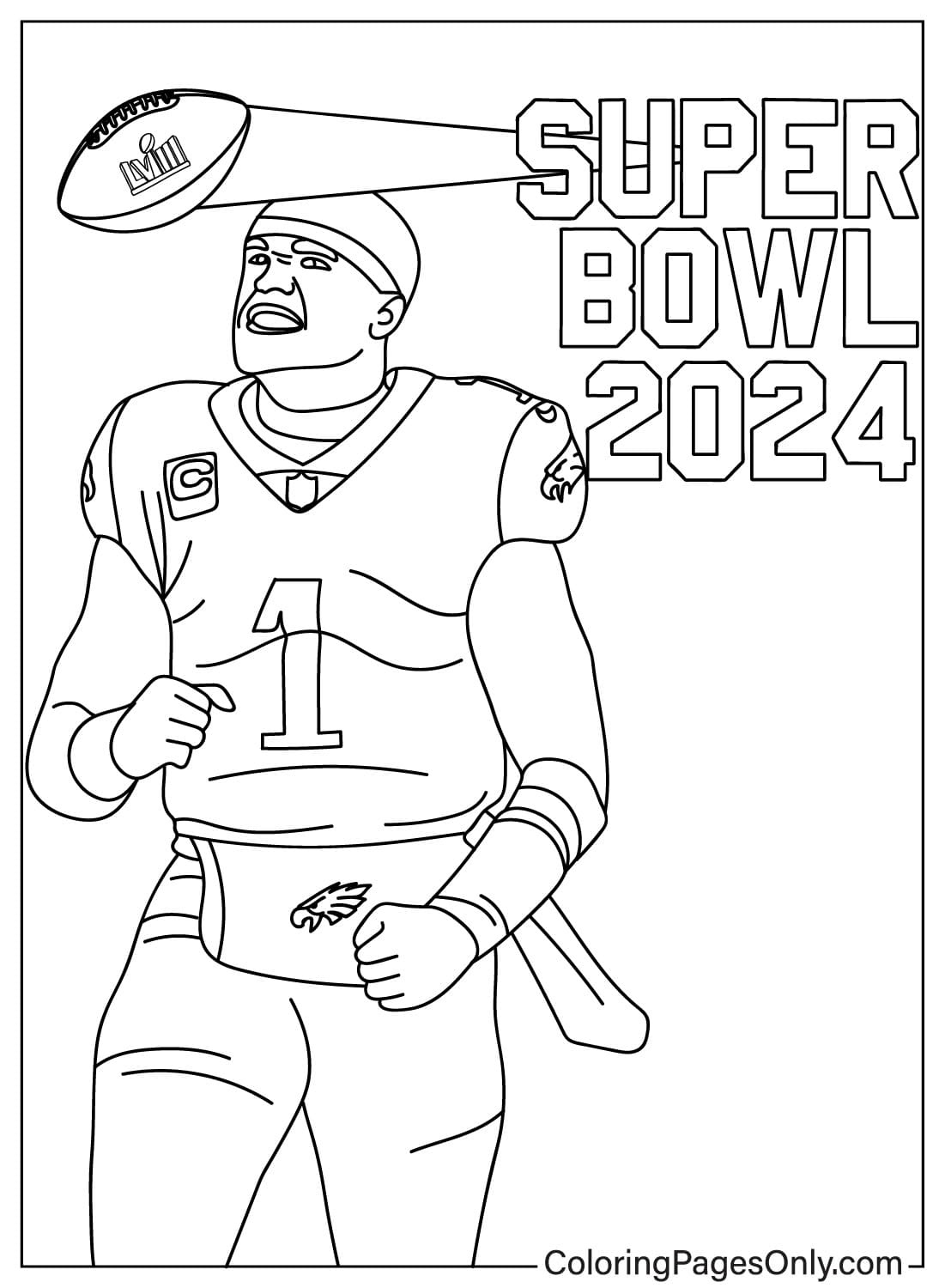 Super Bowl 2024 Página para colorear gratis del Super Bowl 2024