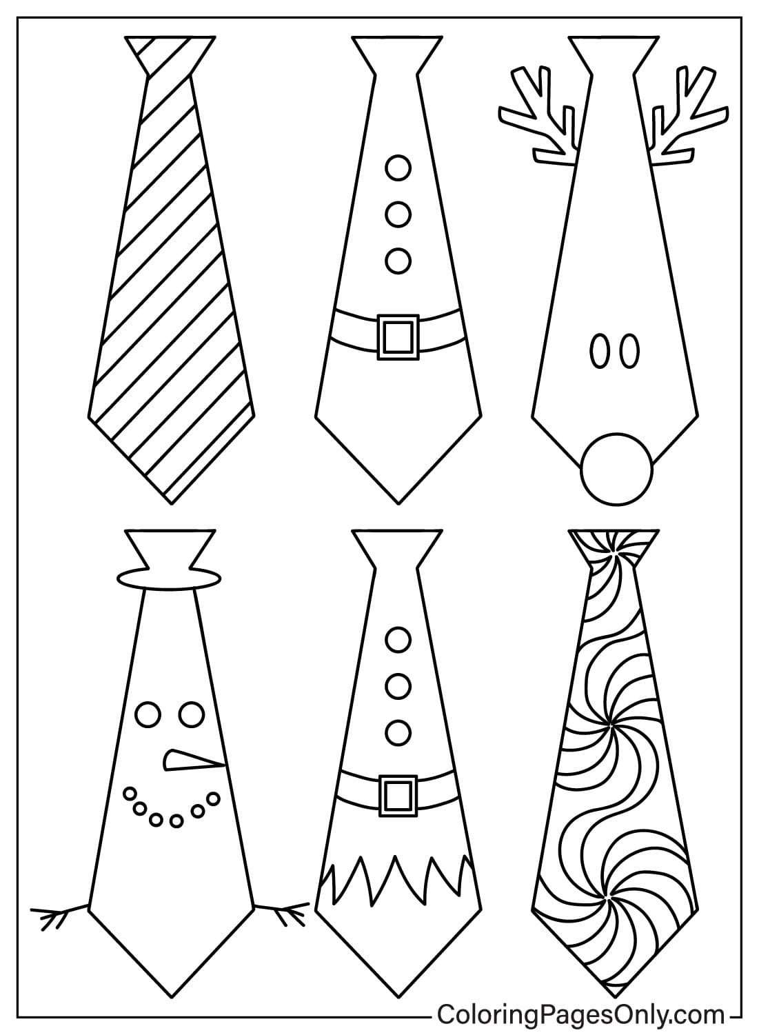 Krawatte zum Ausmalen, kostenlose Seite von Tie
