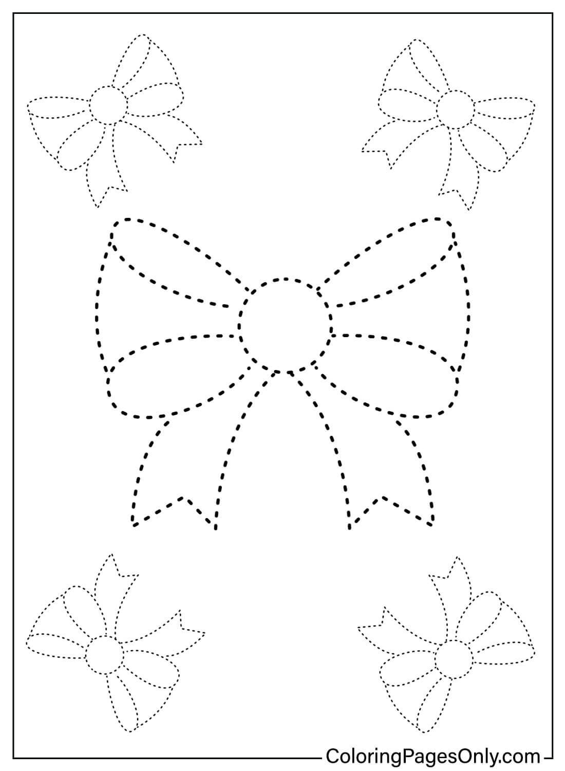 Tracing Bow Coloring Page from Tracing
