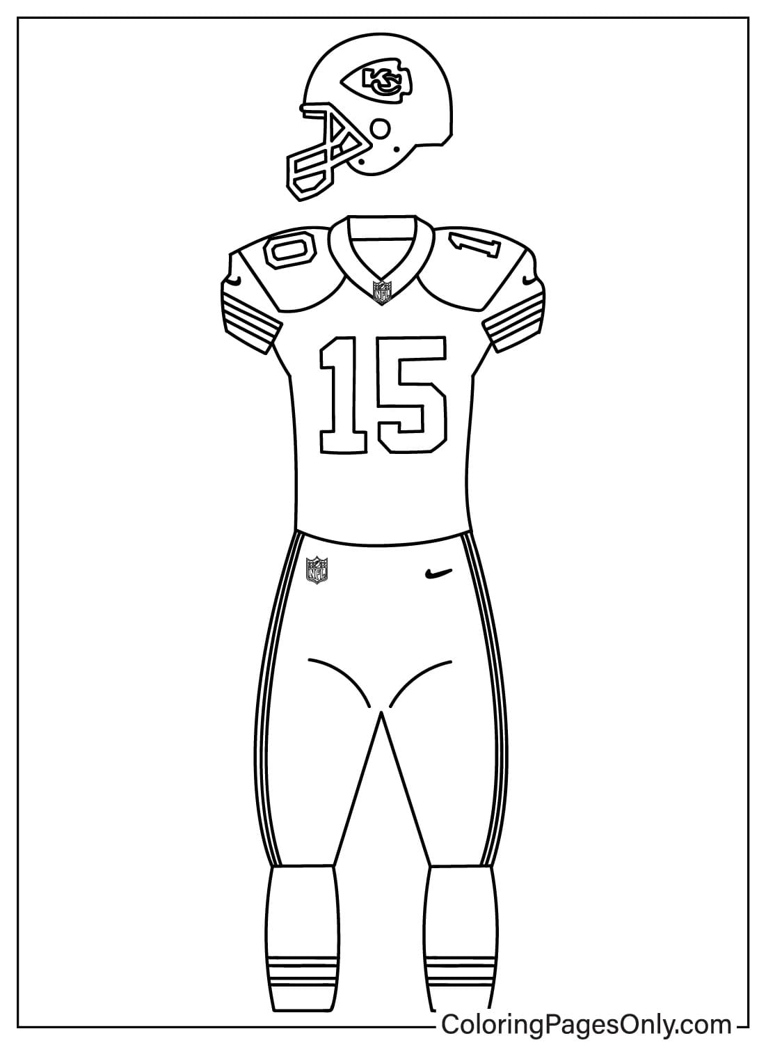 Uniform Kansas City Chiefs Coloring Page - Free Printable Coloring Pages