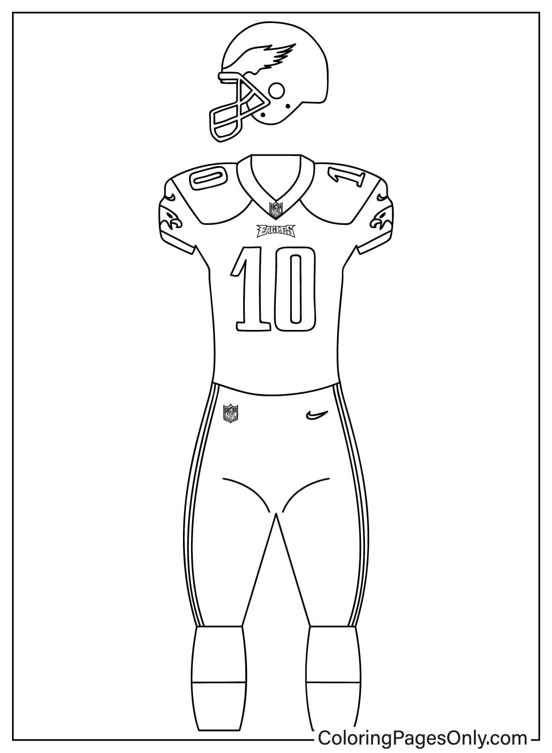 Uniform Philadelphia Eagles Coloring Page - Free Printable Coloring Pages