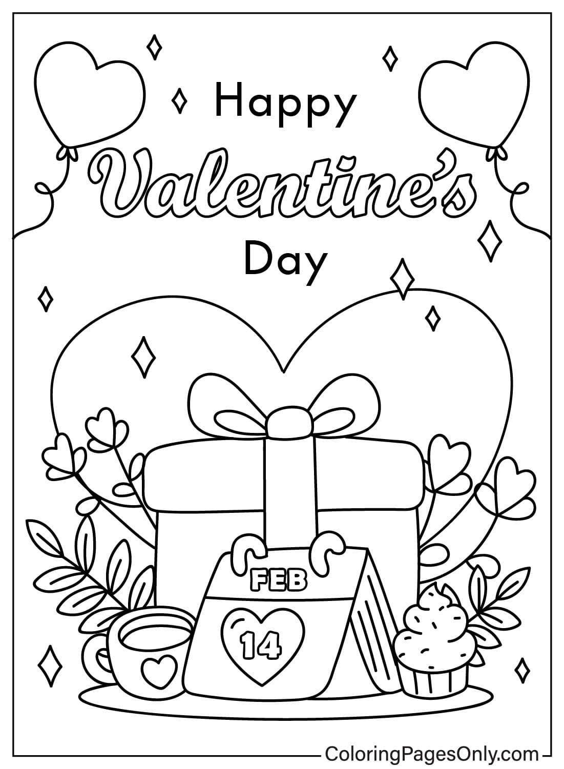 Раскраски ко Дню святого Валентина. Изображения из открыток ко Дню святого Валентина.
