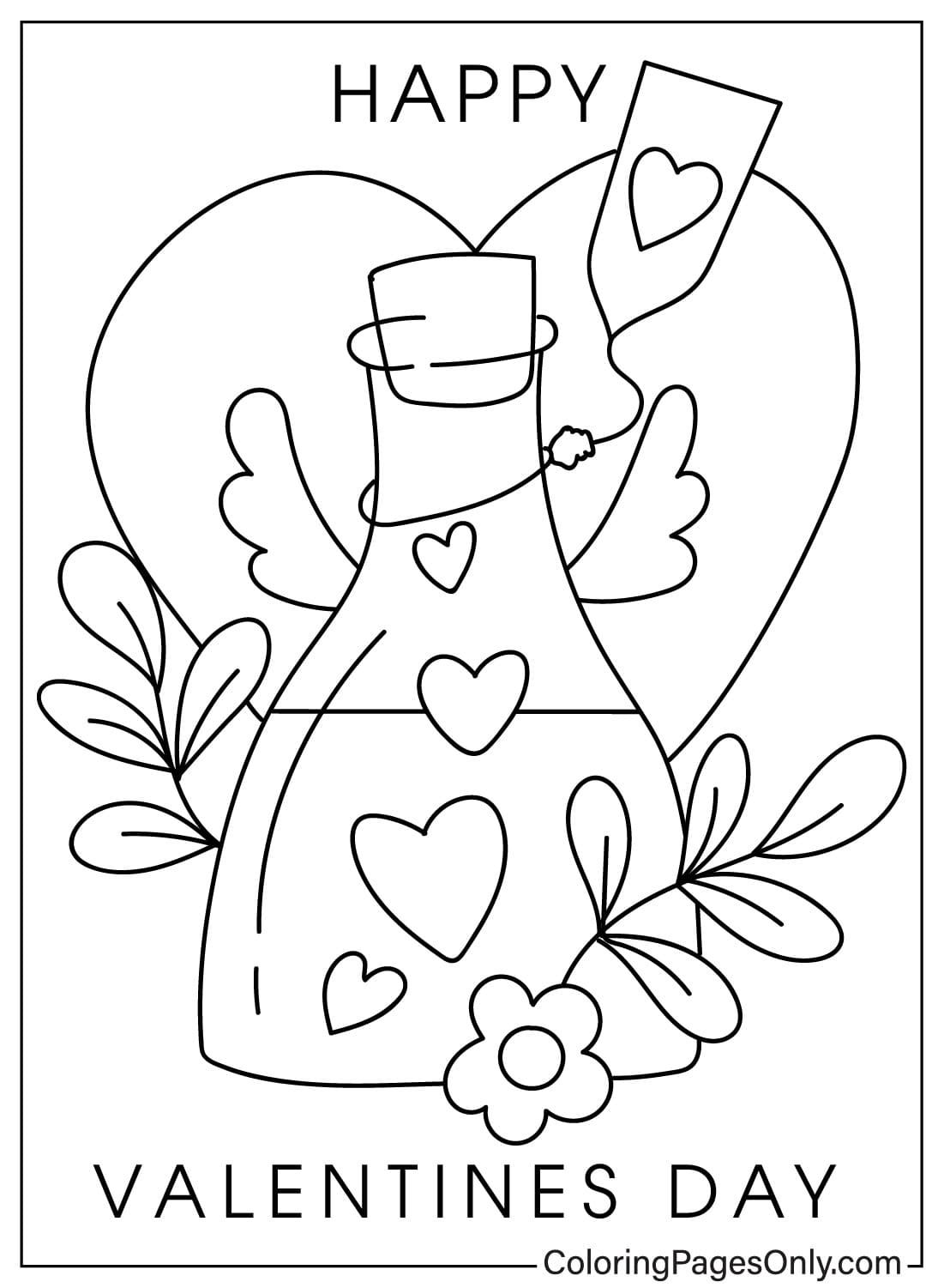 صفحة تلوين بطاقات عيد الحب قابلة للطباعة مجانًا من بطاقات عيد الحب