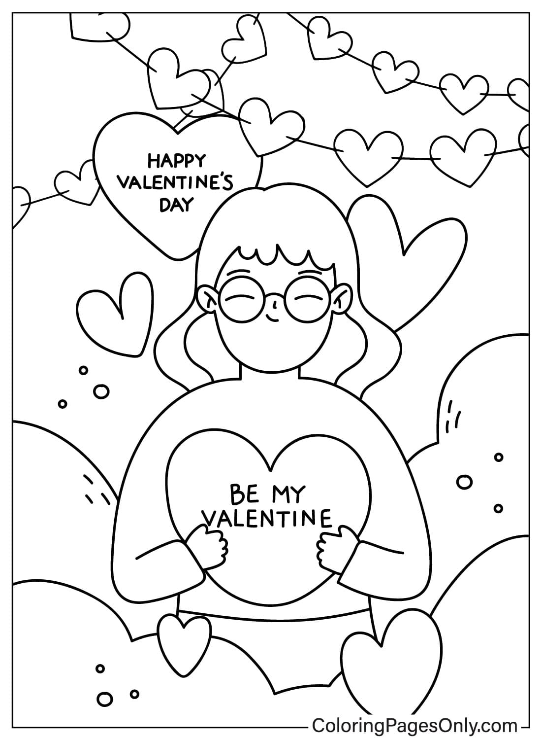 Página para colorear de tarjetas del día de San Valentín de Tarjetas del día de San Valentín