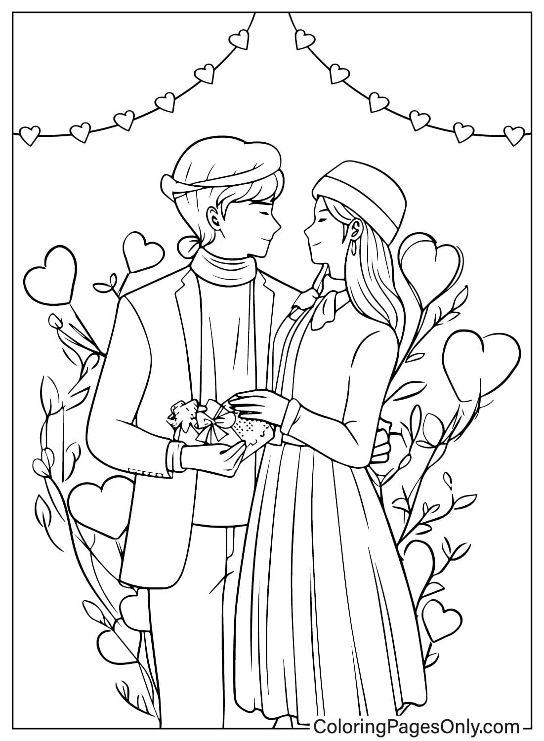 Página para colorear del día de San Valentín imprimible desde el día de San Valentín