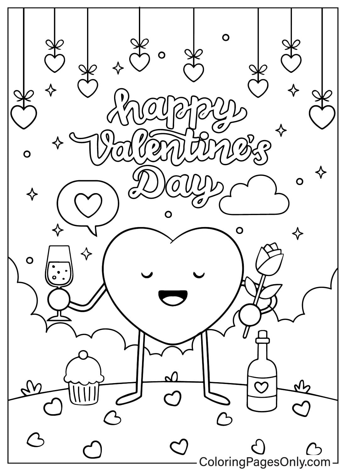 Pagina da colorare di San Valentino stampabile da San Valentino