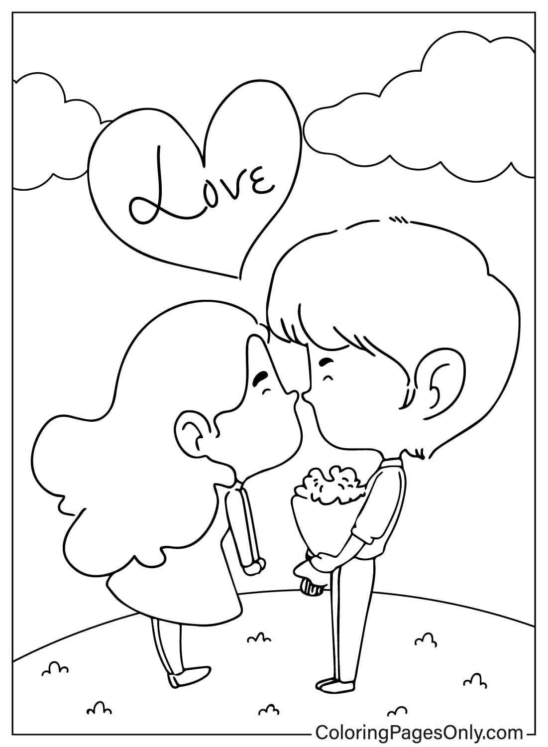 Página para colorear gratis del Día de San Valentín del Día de San Valentín