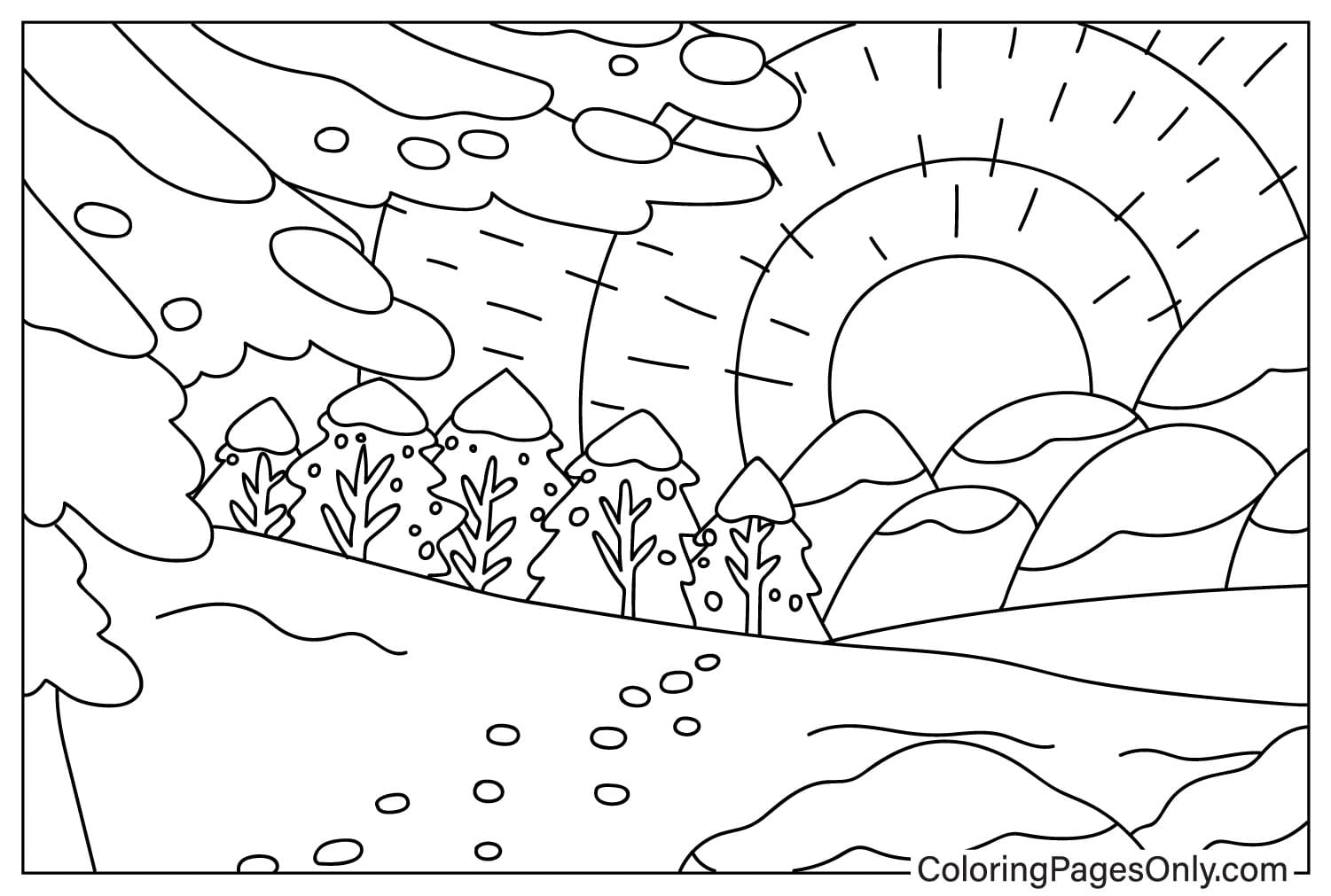 Winter Scene Coloring Page