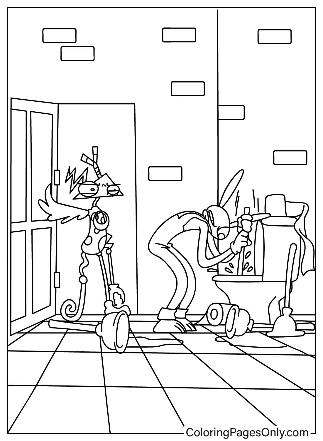 Zooble and Jax Coloring Page from The Amazing Digital Circus