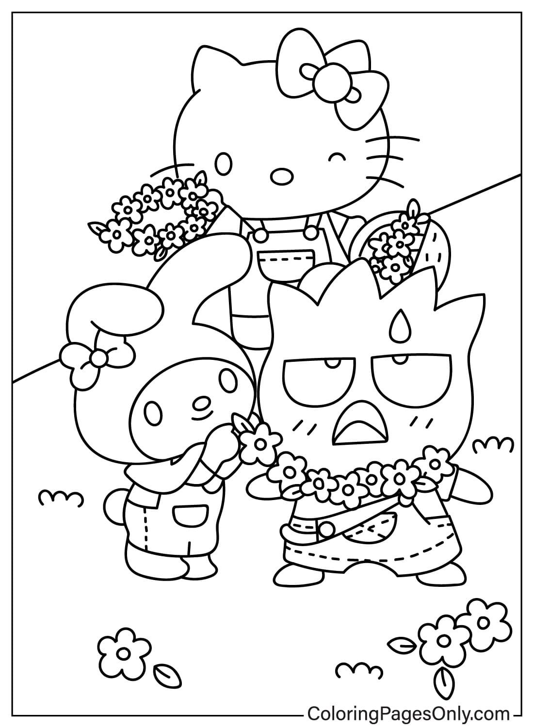 Badtz-Maru et Hello Kitty, coloriage My Melody de Hello Kitty