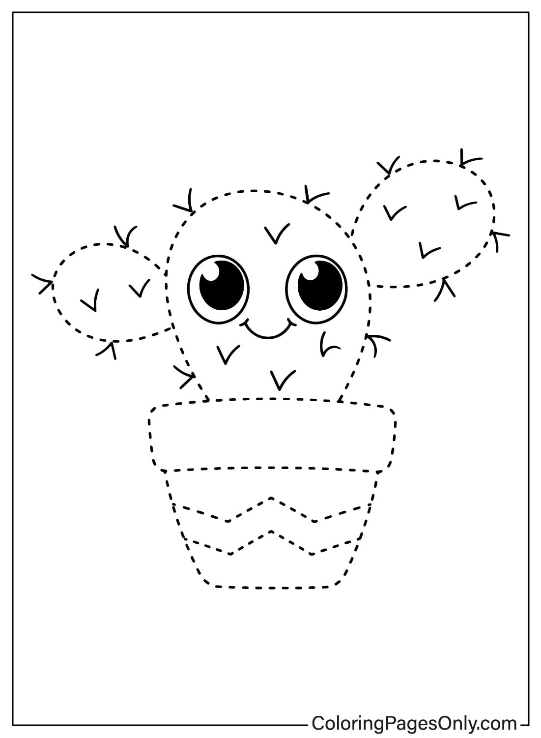 Cactus Tracing Coloring Page from Tracing