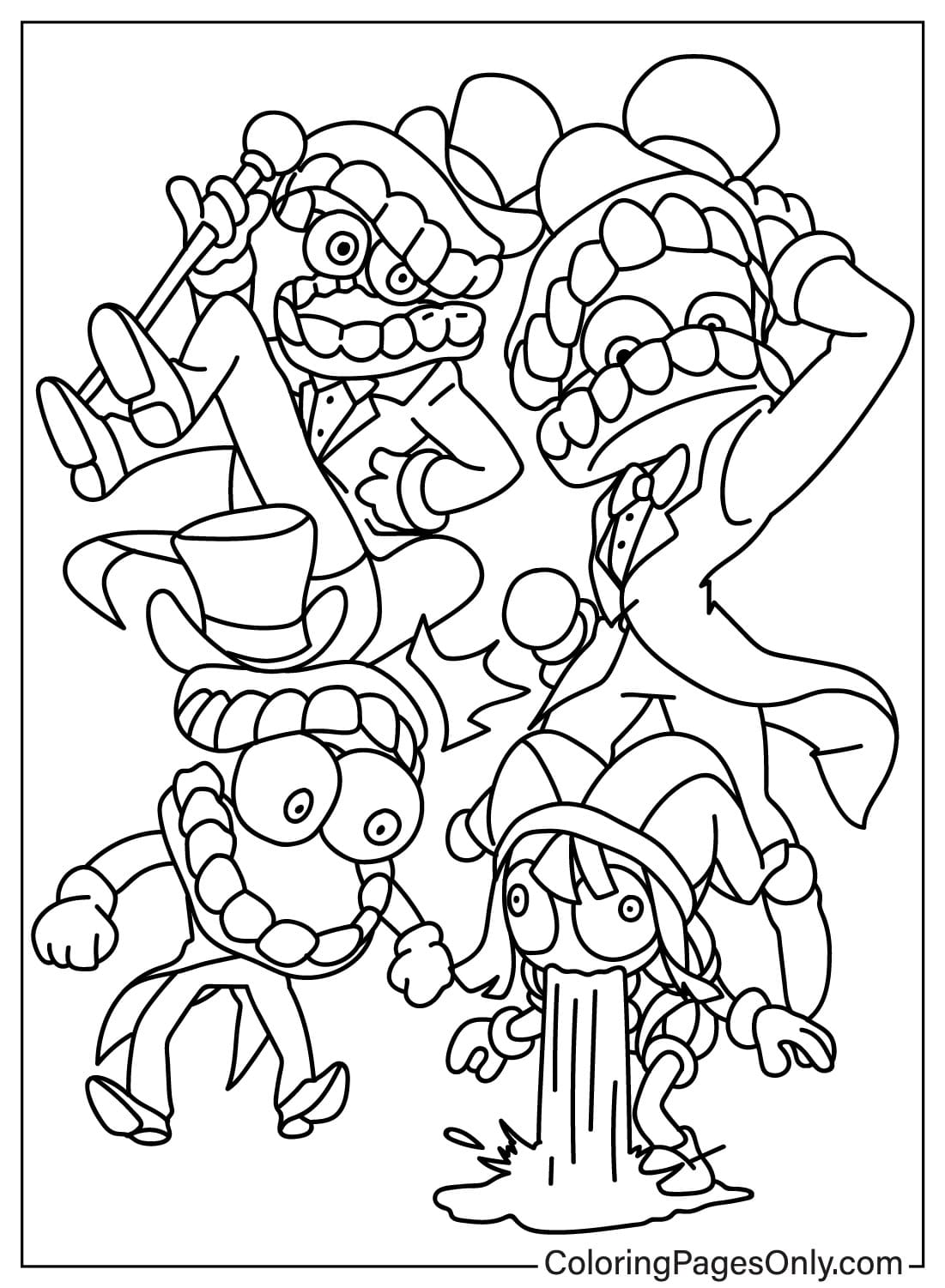 Caine and Pomni Coloring Page from Pomni