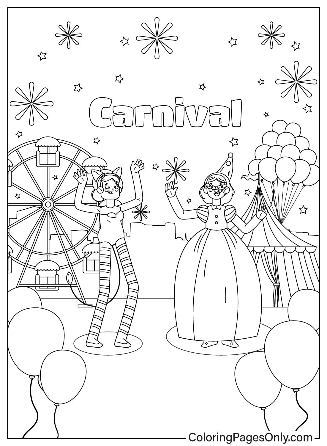 Раскраска Карнавал бесплатно от Carnival для печати
