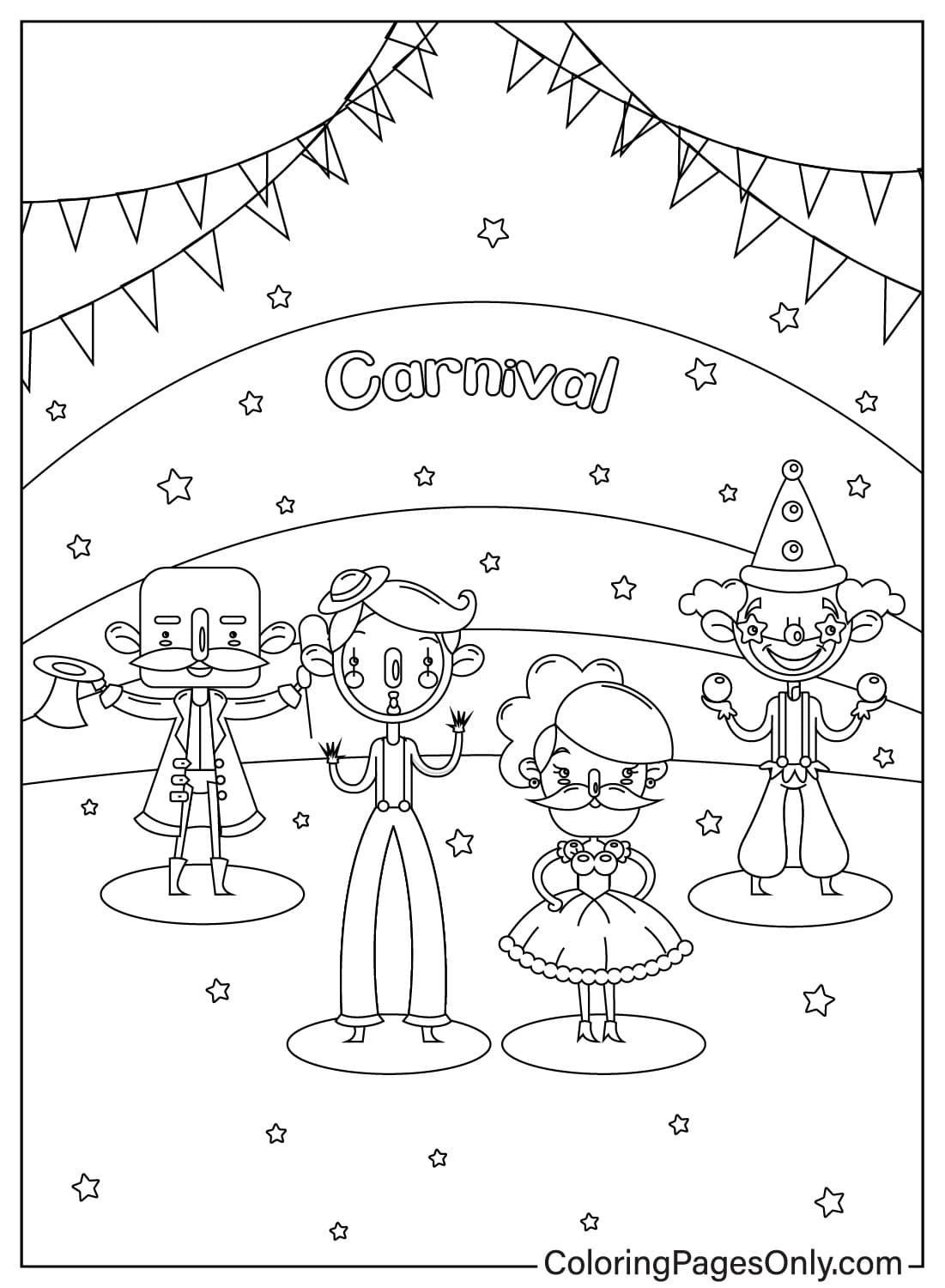 Карнавальная раскраска для печати от Carnival