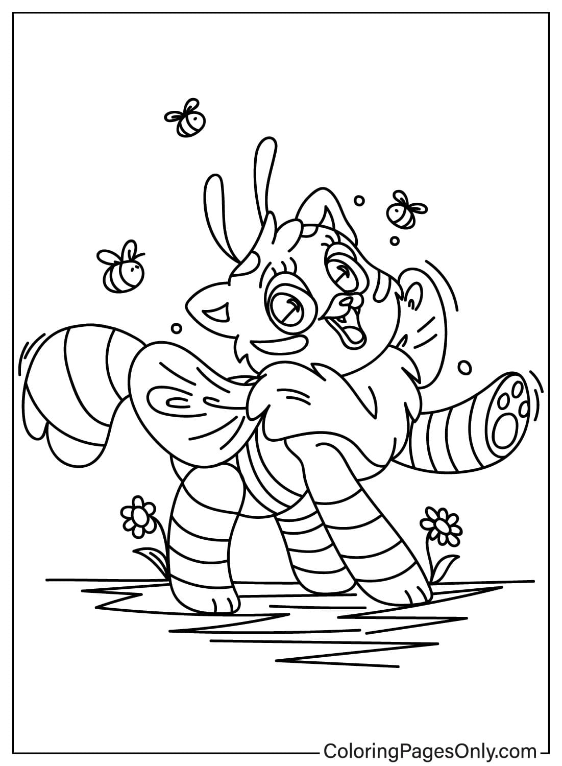 Página para colorear de abeja gato de Poppy Playtime