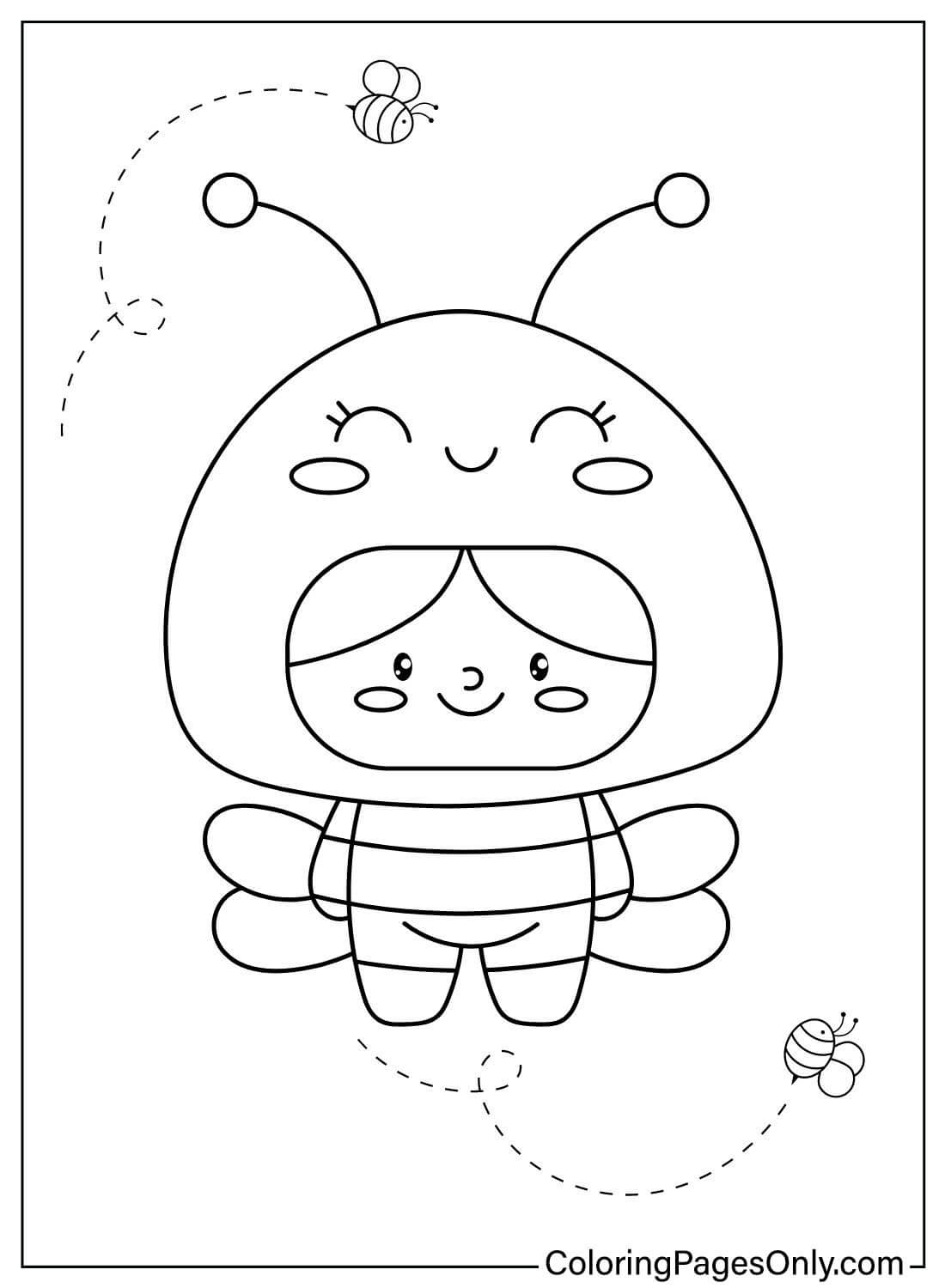 Página para colorir de fantasia infantil de abelha da Bee