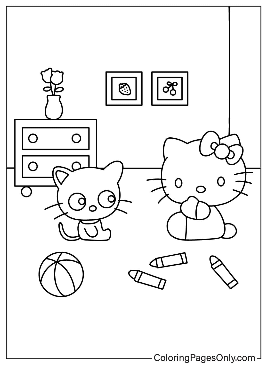 Chococat, Página para colorear de Hello Kitty gratis de Hello Kitty