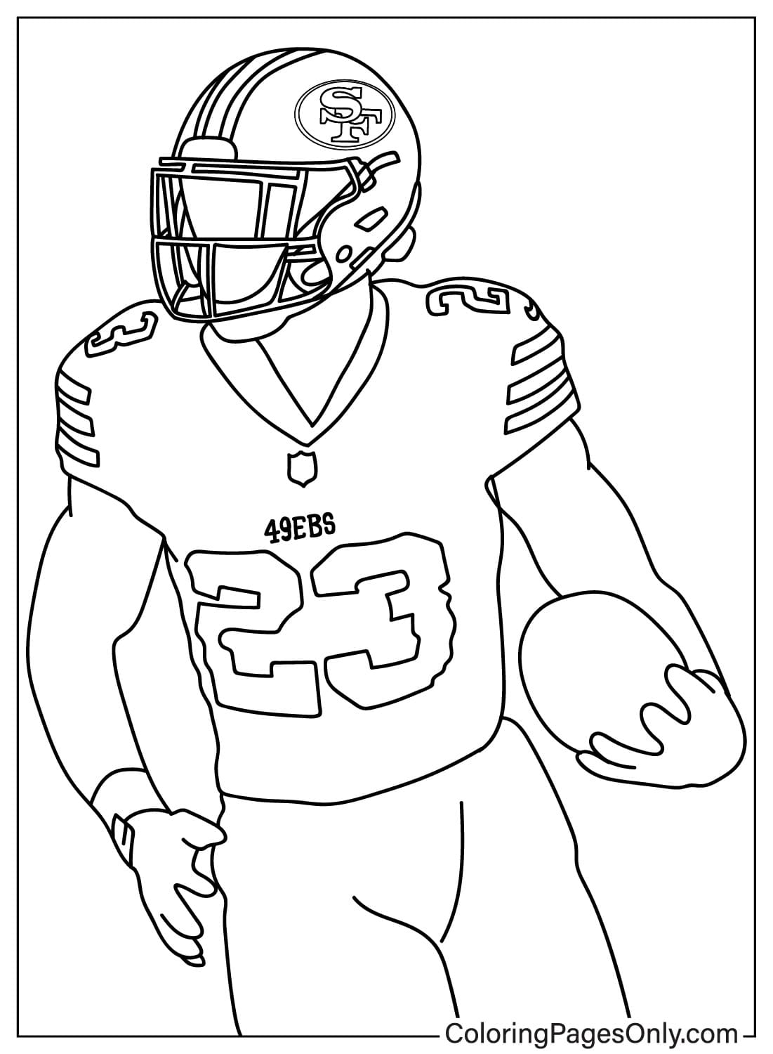 Christian McCaffrey Coloring Page Images from San Francisco 49ers