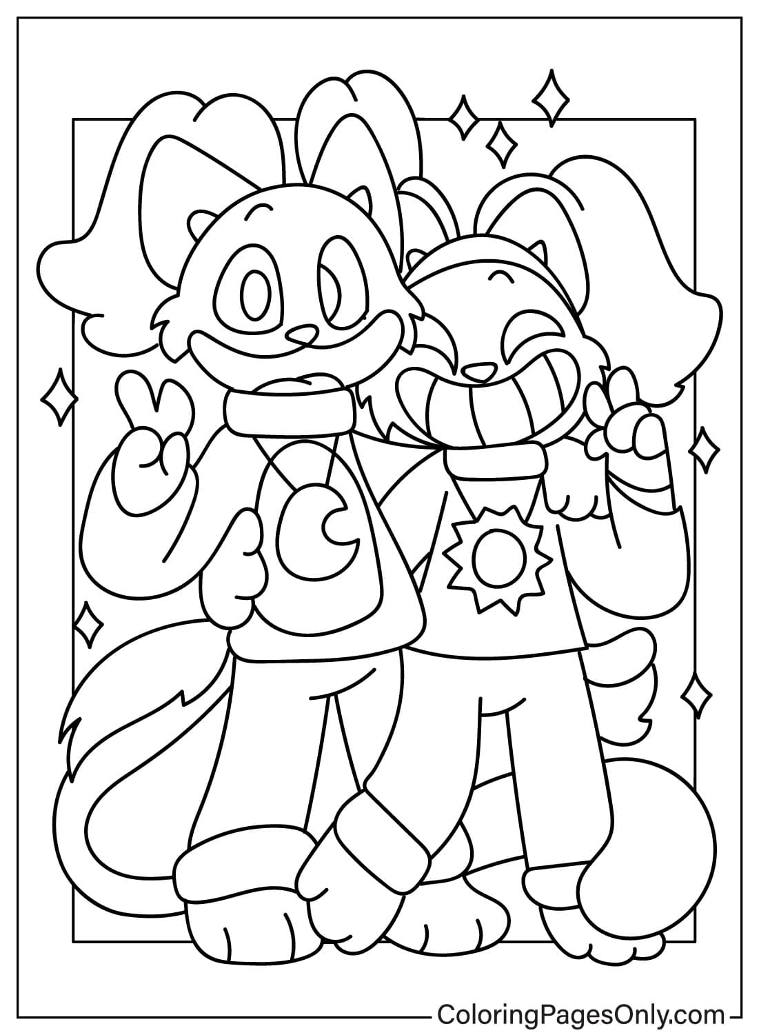 DogDay and CatNap Coloring Page Free from CatNap