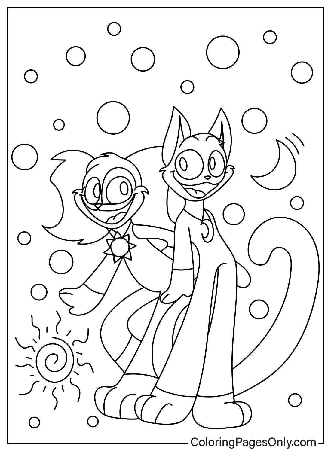 DogDay and CatNap Coloring Page Printable from CatNap