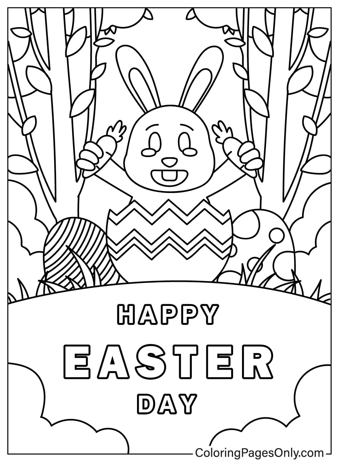 صفحة تلوين بطاقة أرنب عيد الفصح من بطاقة عيد الفصح