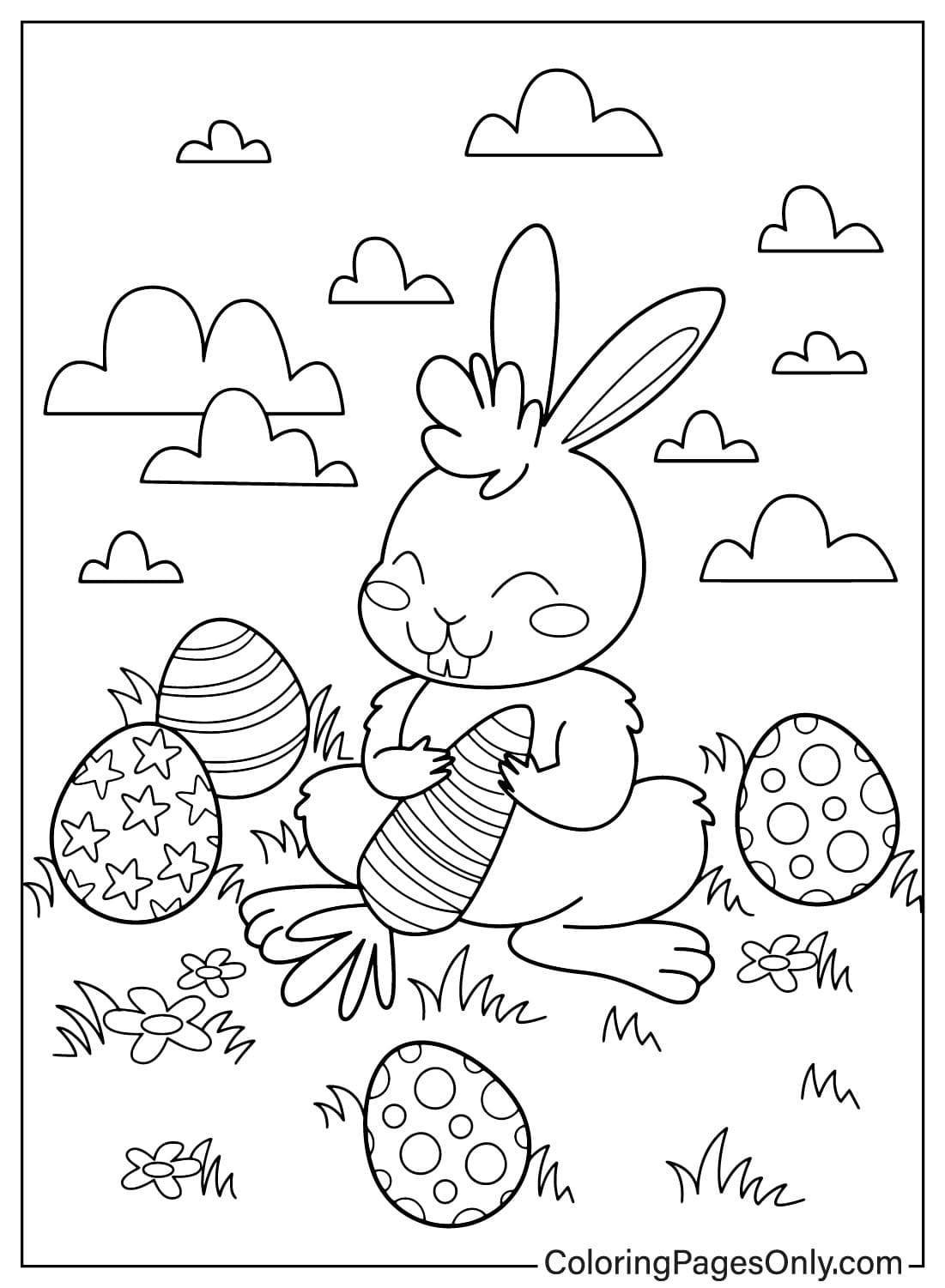 Página para colorear del conejito de Pascua JPG del conejito de Pascua