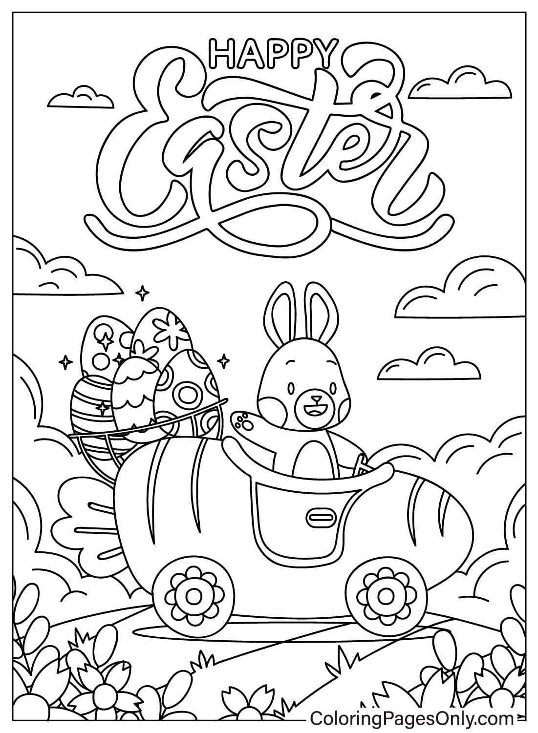 Easter Bunny Free Coloring Page
