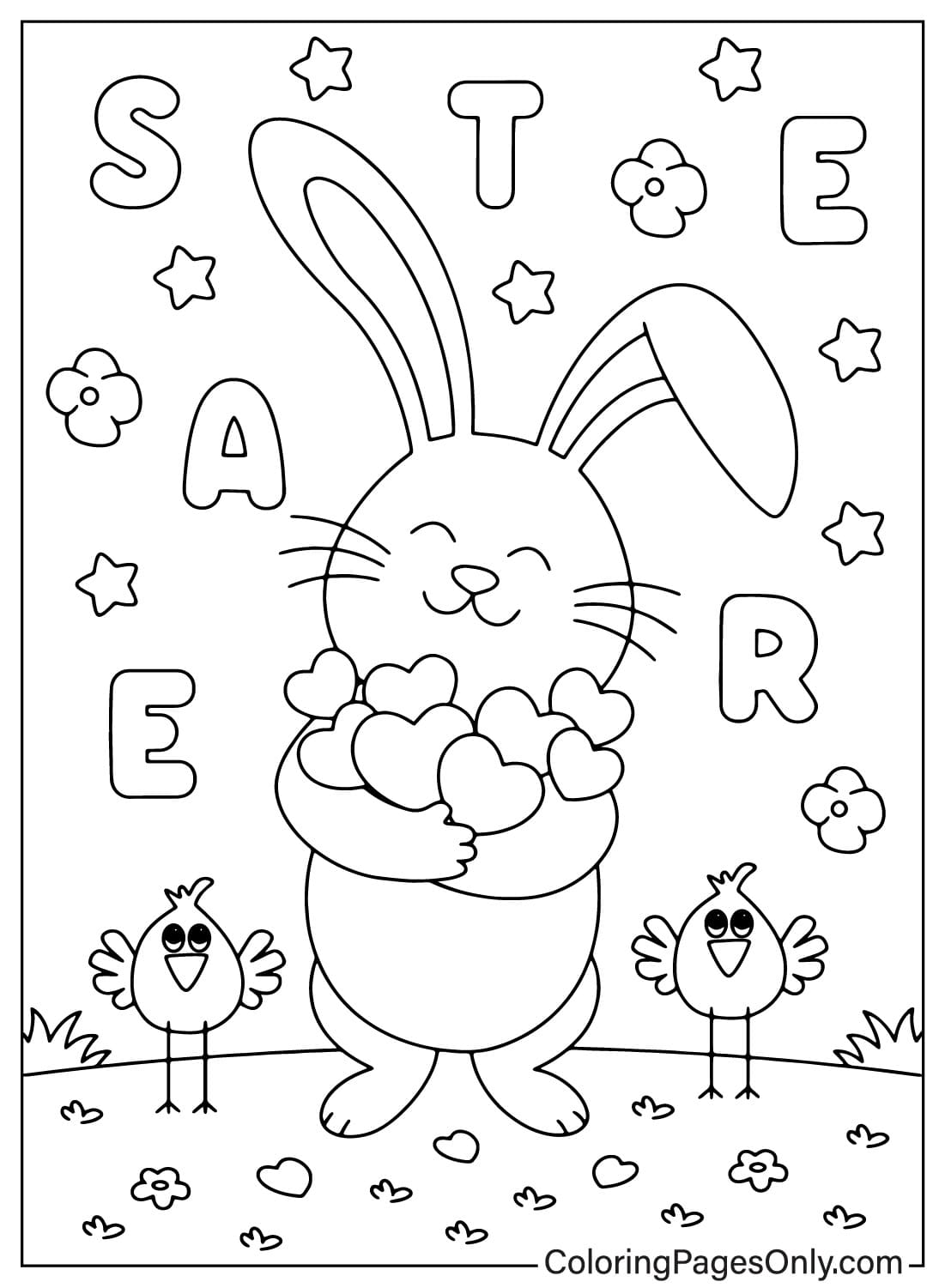 Coloriage de carte de Pâques imprimable gratuitement à partir de la carte de Pâques