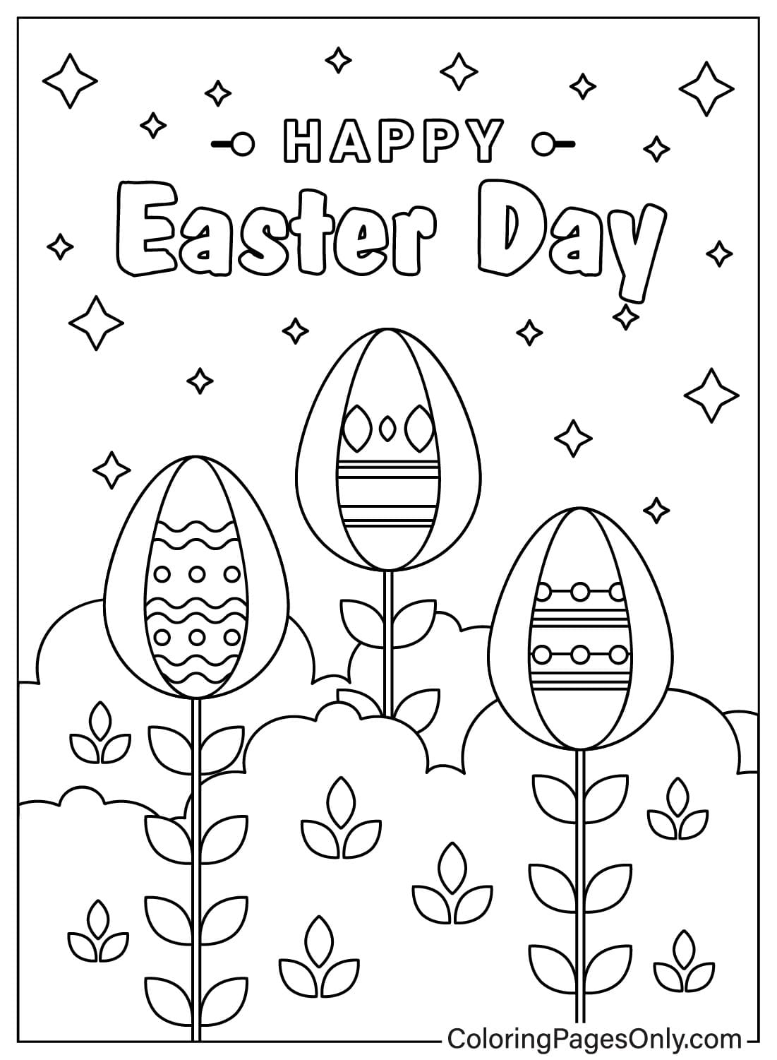 Página para colorir de cartão de Páscoa para imprimir a partir do cartão de Páscoa