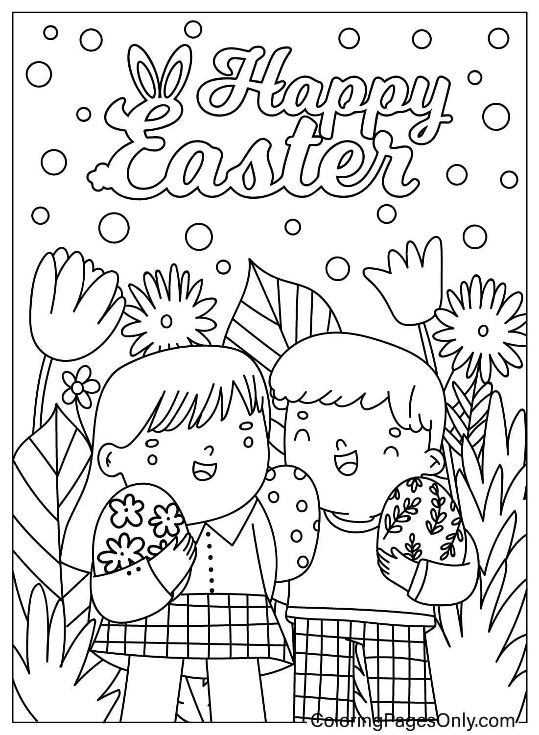 Coloriage de carte de Pâques de la carte de Pâques